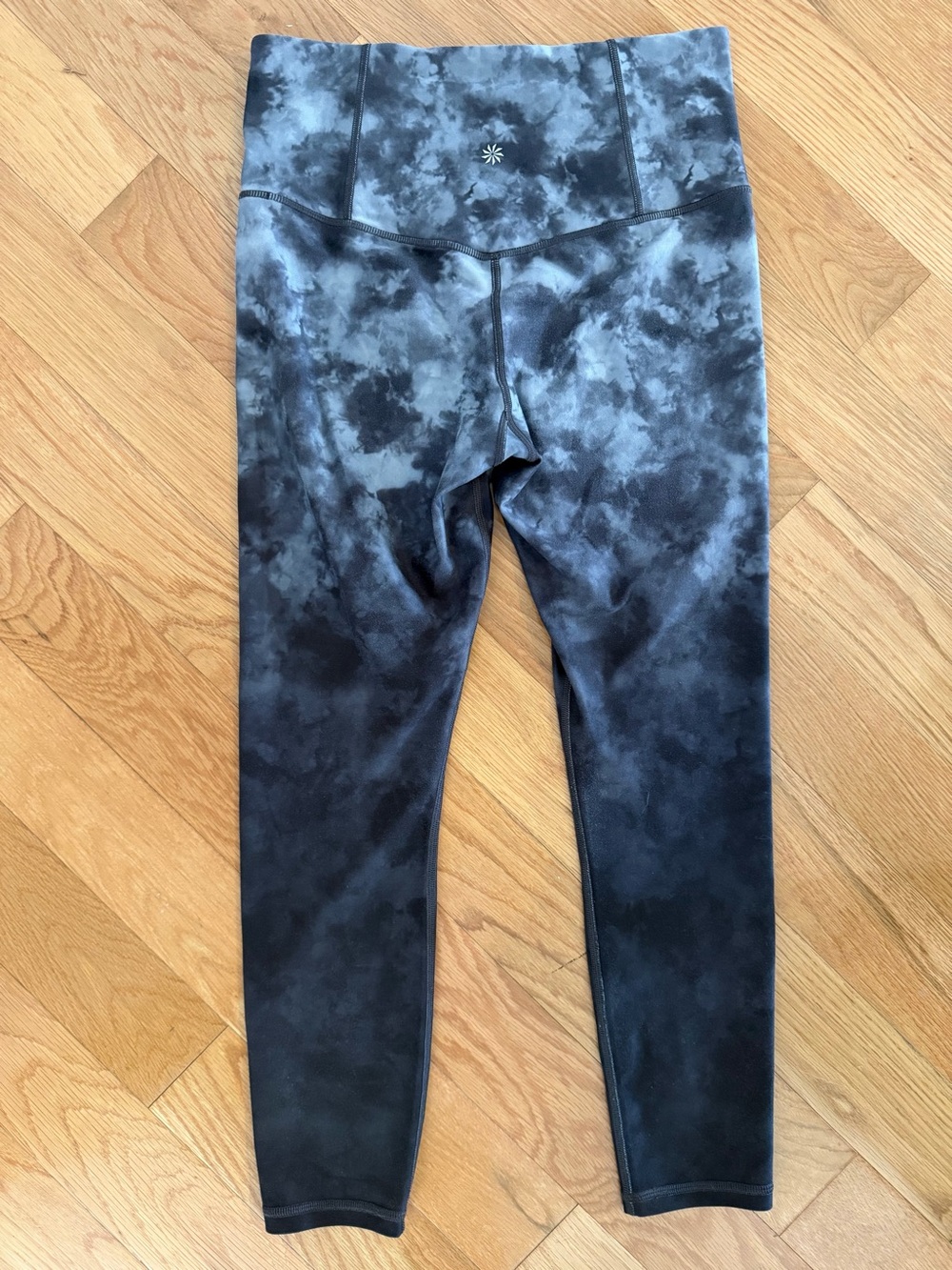 Athleta Black and Gray Tie-Dye High-Rise Leggings